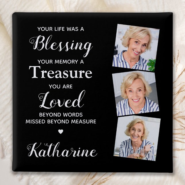 Chapa Cuadrada Funeral conmemorativo del recuerdo de la foto del  (Subido por el creador)