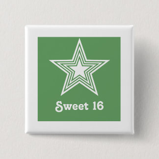 Chapa Cuadrada Funky Star Sweet 16 Button, Kelly Green