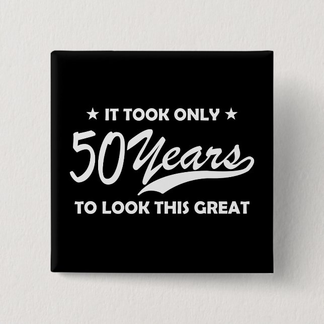 Chapa Cuadrada Funny 50th Birthday Retro Typography (Anverso)