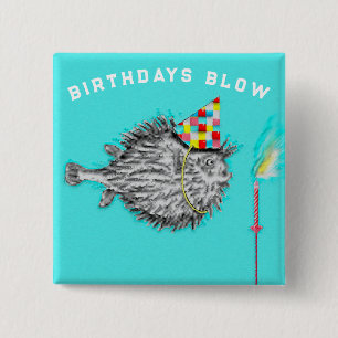 Chapa Cuadrada Funny Birthday Fish Wish