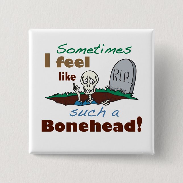 Chapa Cuadrada Funny Bonehead Skeleton (Anverso)