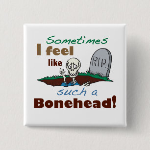 Chapa Cuadrada Funny Bonehead Skeleton