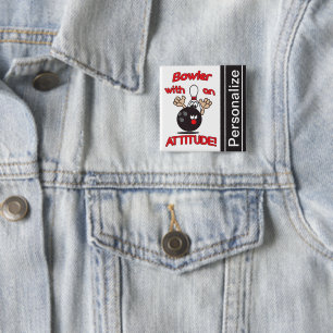 Chapa Cuadrada Funny Bowler con actitud   Personalizar