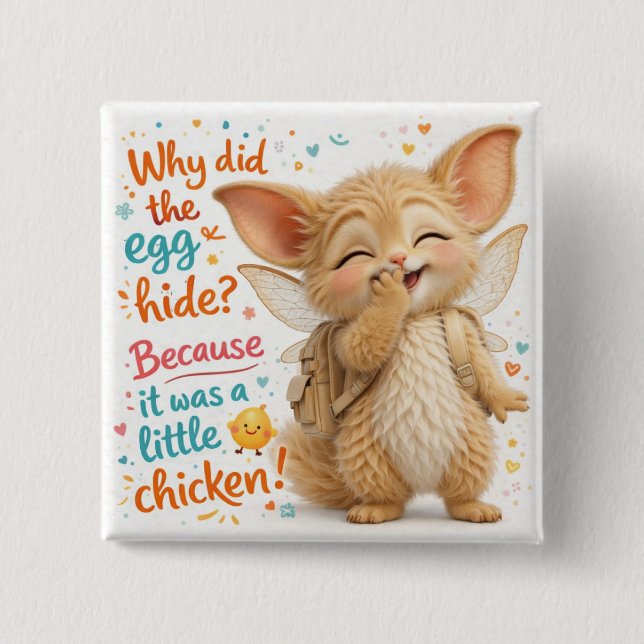 Chapa Cuadrada Funny Egg Dad Joke (Anverso)