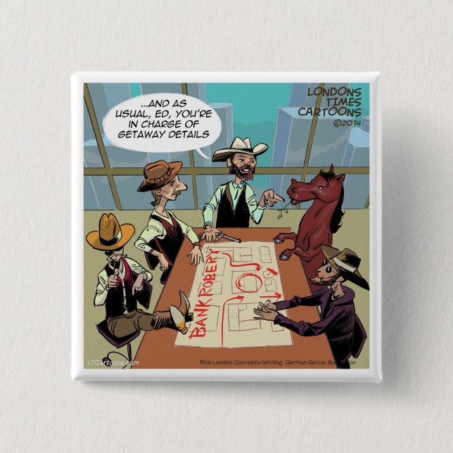 Chapa Cuadrada Funny Horse Bank Robber (Anverso)