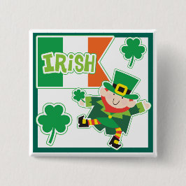Chapa Cuadrada Funny Leprechaun Jig Fiesta irlandés