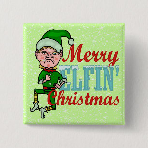 Chapa Cuadrada Funny Merry Elfin Navidades Bah Humbug