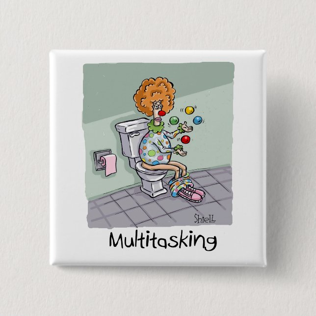 Chapa Cuadrada Funny Multitasking Juggling Clown Cards and Gifts (Anverso)