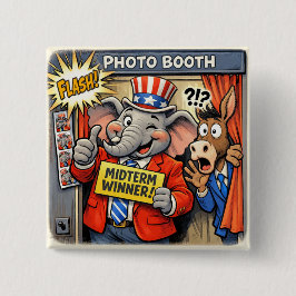 Chapa Cuadrada Funny Republican Elephant Mid-Term Election Button