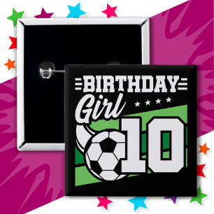 Chapa Cuadrada Fútbol de 10 años Chica por décimo cumpleaños
