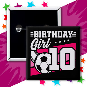 Chapa Cuadrada Fútbol de 10 años Chica por décimo cumpleaños