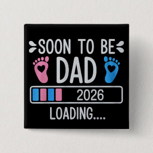 Chapa Cuadrada Futuro Papá 2026 Anuncio de Embarazo en Carga