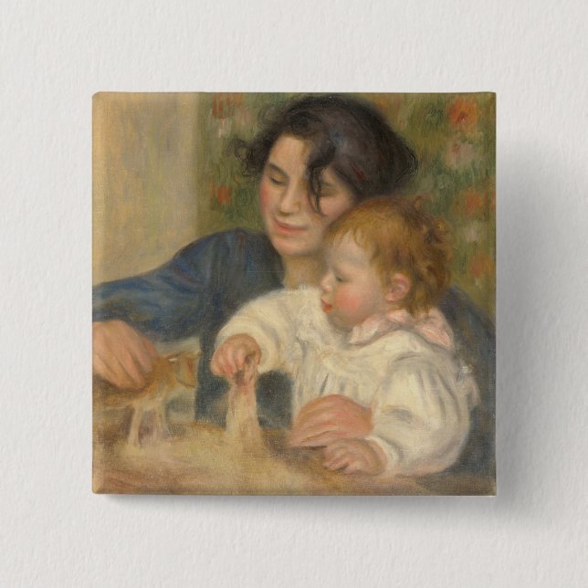 Chapa Cuadrada Gabrielle y Jean (por Pierre-Auguste Renoir) (Anverso)