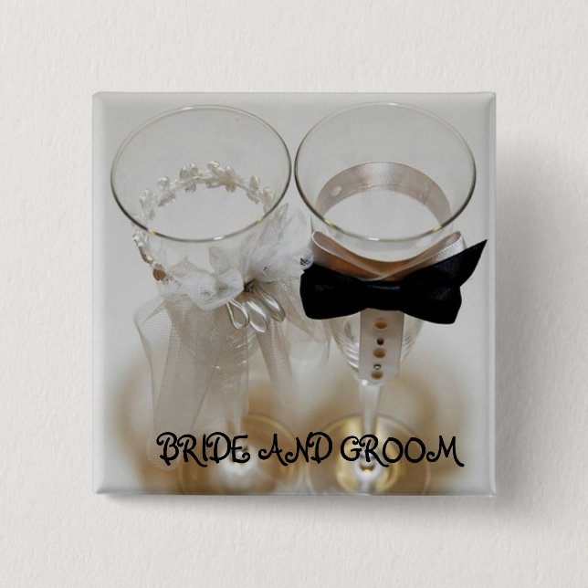 Chapa Cuadrada Gafas de celebración de bodas (Anverso)