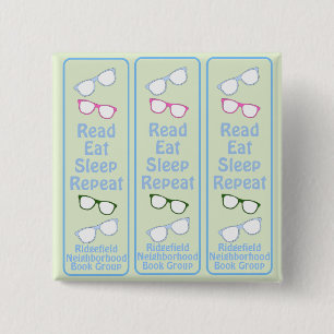 Chapa Cuadrada Gafas divertidas Leer Comer Dormir Repetir