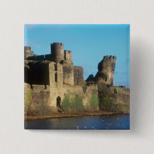 Chapa Cuadrada Gales - castillo de Caerphilly, con una vista de l