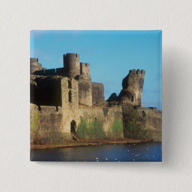 Chapa Cuadrada Gales - castillo de Caerphilly, con una vista de l (Anverso)