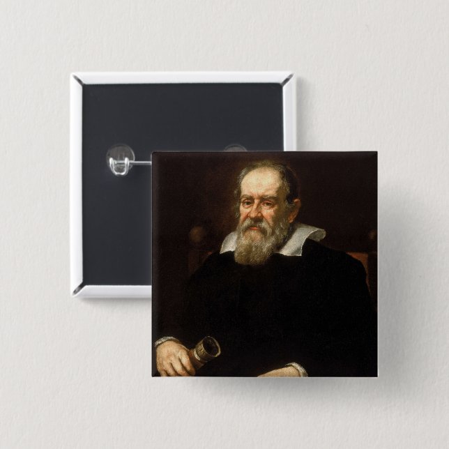 Chapa Cuadrada Galileo Galilei: Padre de la Ciencia y la Astronom (Anverso y reverso)