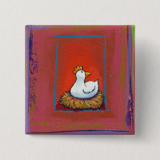 Chapa Cuadrada Gallina del arte del pollo que pone la pintura