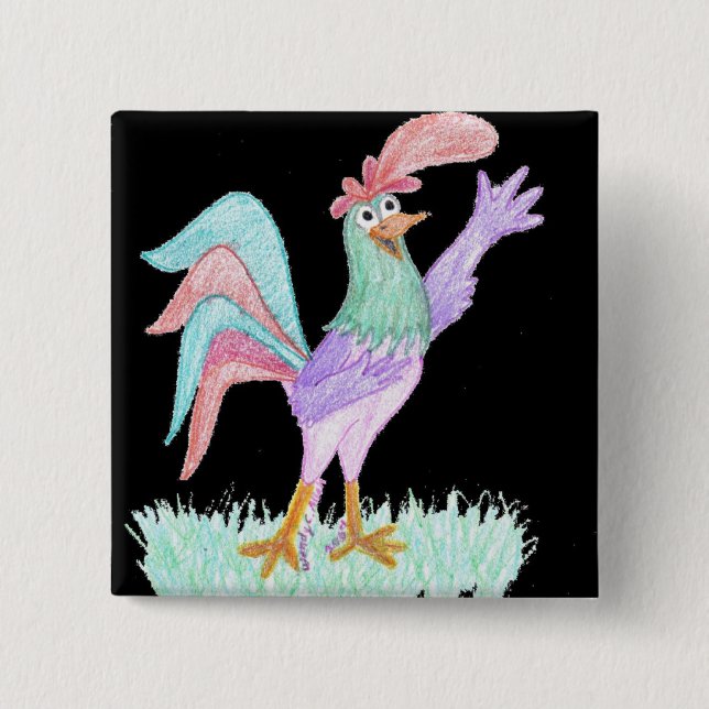 Chapa Cuadrada Gallo Cantador (Anverso)