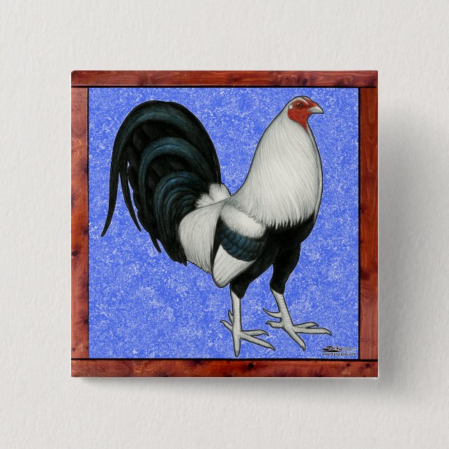 Chapa Cuadrada Gallo de pelea enmarcado (Anverso)