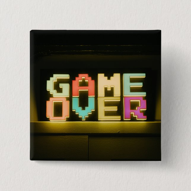 Chapa Cuadrada Game Over Cute Simple Pixel Art Pixel Arts Easy De (Anverso)