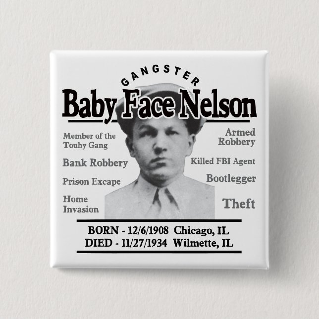 Chapa Cuadrada Gangster Baby Face Nelson (Anverso)