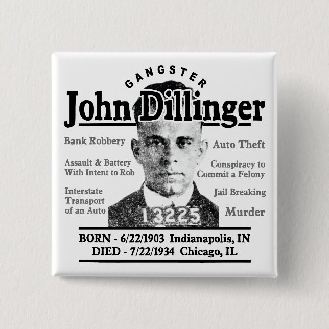 Chapa Cuadrada Gángster John Dillinger (Anverso)