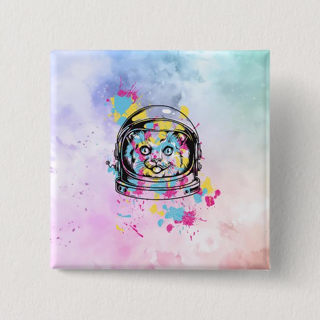 Chapa Cuadrada Gata Astronauta (Anverso)