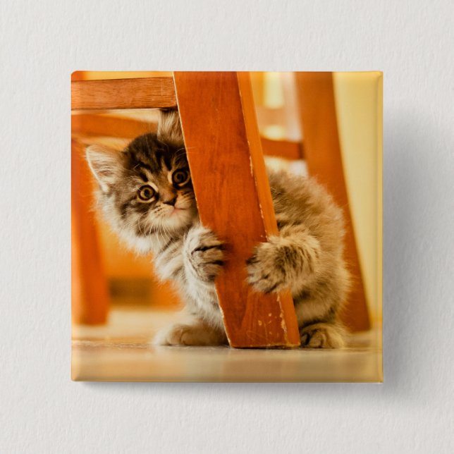 Chapa Cuadrada Gatito debajo de la silla (Anverso)