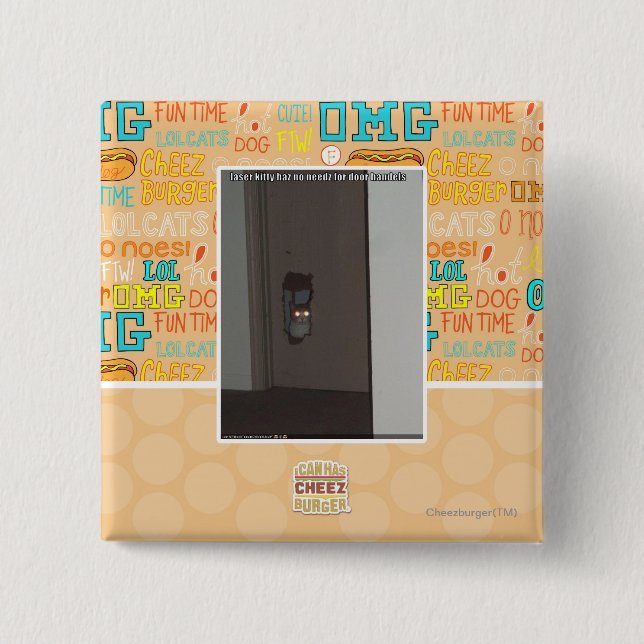 Chapa Cuadrada Gatito del laser (Anverso)