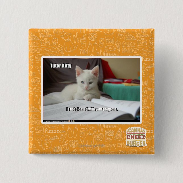 Chapa Cuadrada Gatito del profesor particular (Anverso)