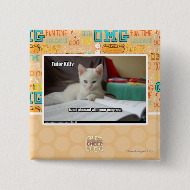 Chapa Cuadrada Gatito del profesor particular (Anverso)