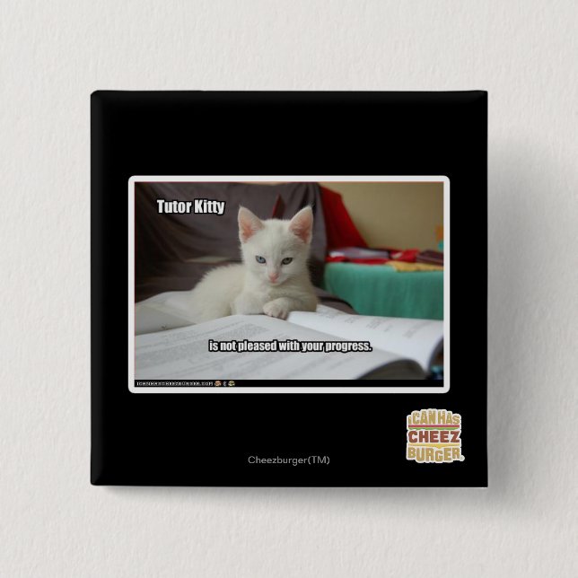 Chapa Cuadrada Gatito del profesor particular (Anverso)