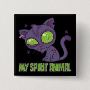 Chapa Cuadrada Gatito Zombie es mi animal espiritual