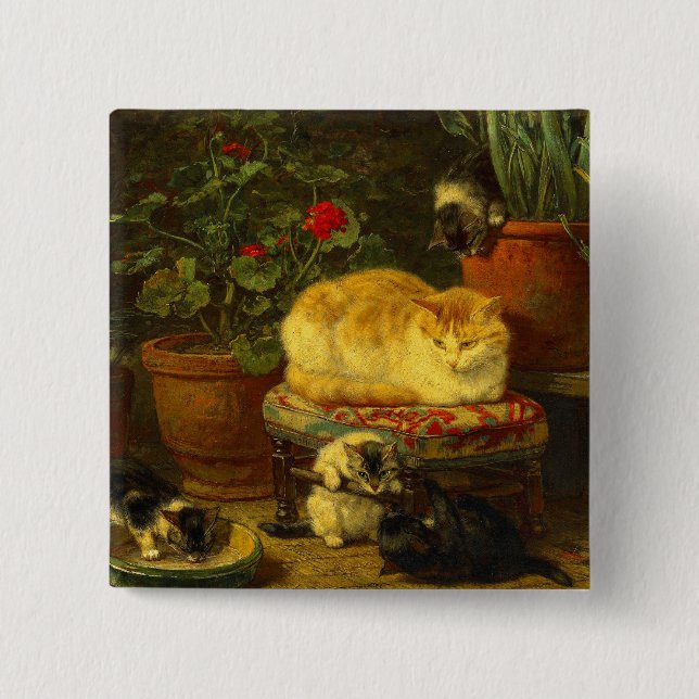 Chapa Cuadrada Gatitos en juego (Anverso)