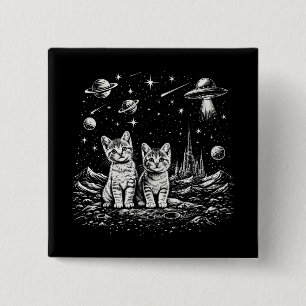 Chapa Cuadrada Gatitos Espaciales Gatos en el Cosmos