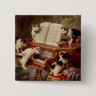 Chapa Cuadrada Gatitos y piano