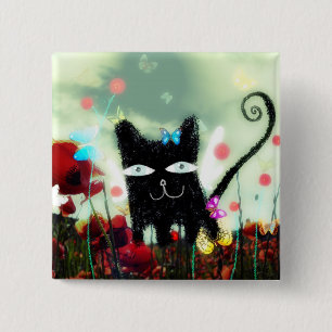 Chapa Cuadrada gato ángel amapola cielo mariposas lomografía pequ