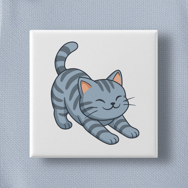 Chapa Cuadrada Gato Atigrado Gris Estirándose (Subido por el creador)