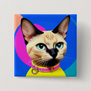 Chapa Cuadrada Gato Con Ojos Destacados