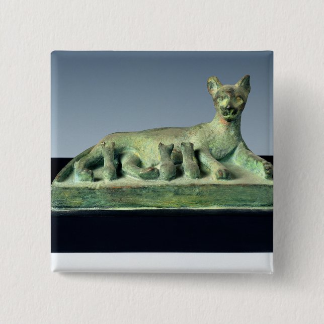 Chapa Cuadrada Gato con sus gatitos (Anverso)