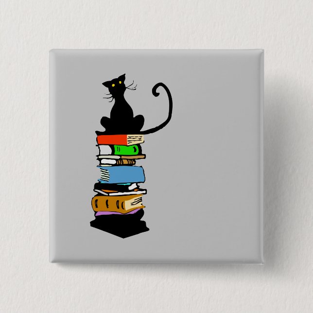 Chapa Cuadrada Gato de la biblioteca (Anverso)