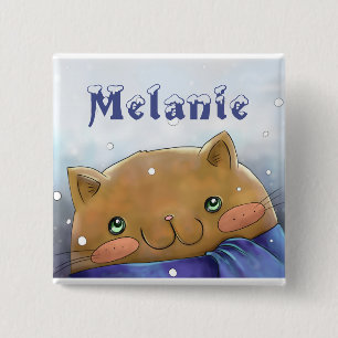 Chapa Cuadrada Gato de Navidad personalizado de invierno lindo