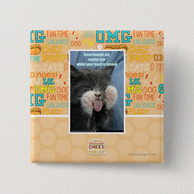 Chapa Cuadrada Gato de Smartmouth (Anverso)