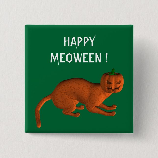 Chapa Cuadrada Gato de tigre de Halloween (Anverso)