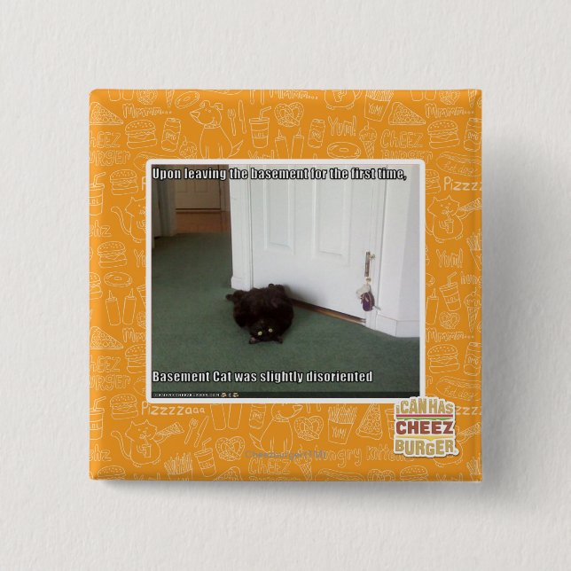 Chapa Cuadrada Gato del sótano, desorientado levemente (Anverso)