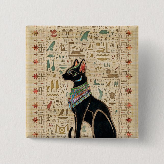 Chapa Cuadrada Gato egipcio - Bastet en el papiro (Anverso)
