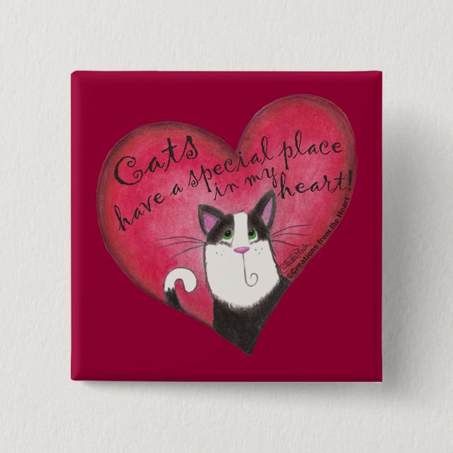 Chapa Cuadrada Gato en el corazón (Anverso)