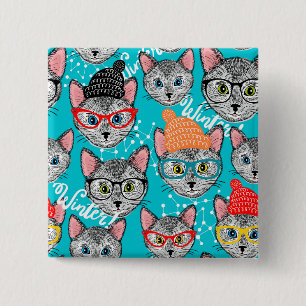 Chapa Cuadrada Gato en el gorra